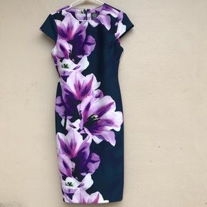 Vince Camuto size 8 floral fitted dress